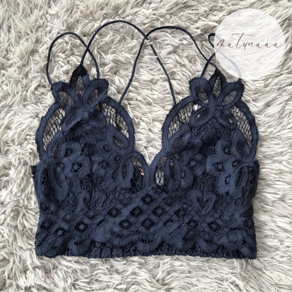 Free People Adella Bralette in Navy S